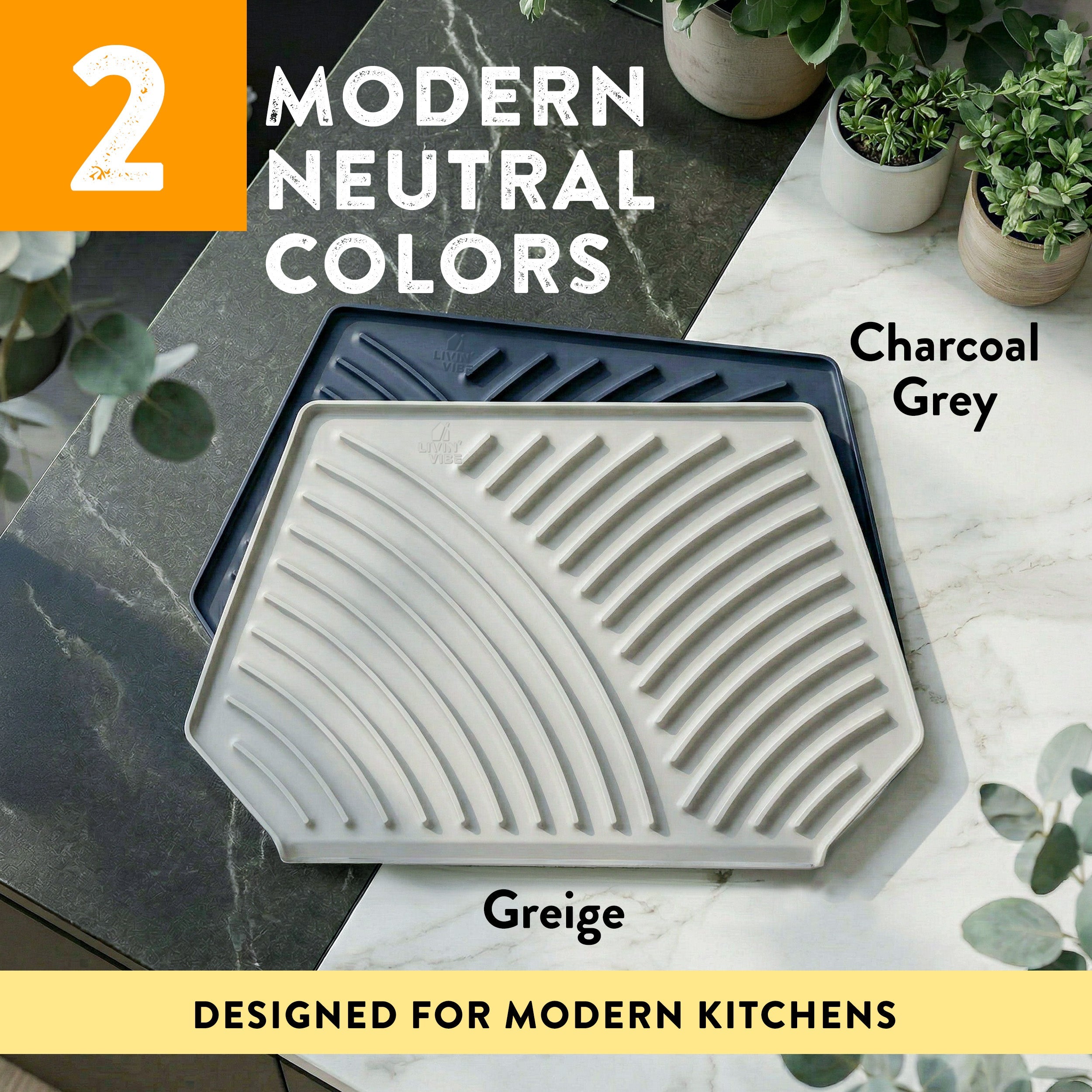 Silicone Dish Drying Mat 19.3’’ x 13’  Greige