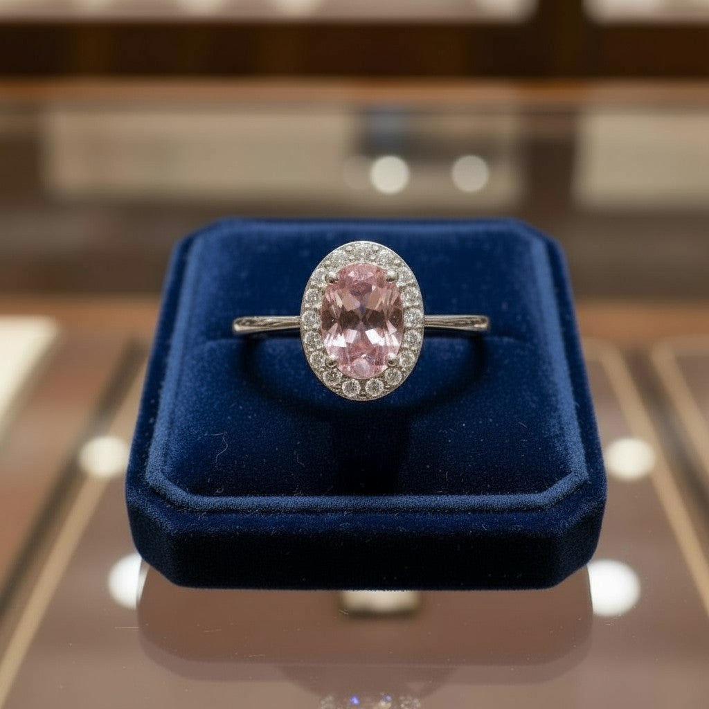 Eternity Ring with Halo<br>Oval • 7x5mm