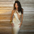 Everhart Gold Asymmetric Cut-Out Maxi Dress