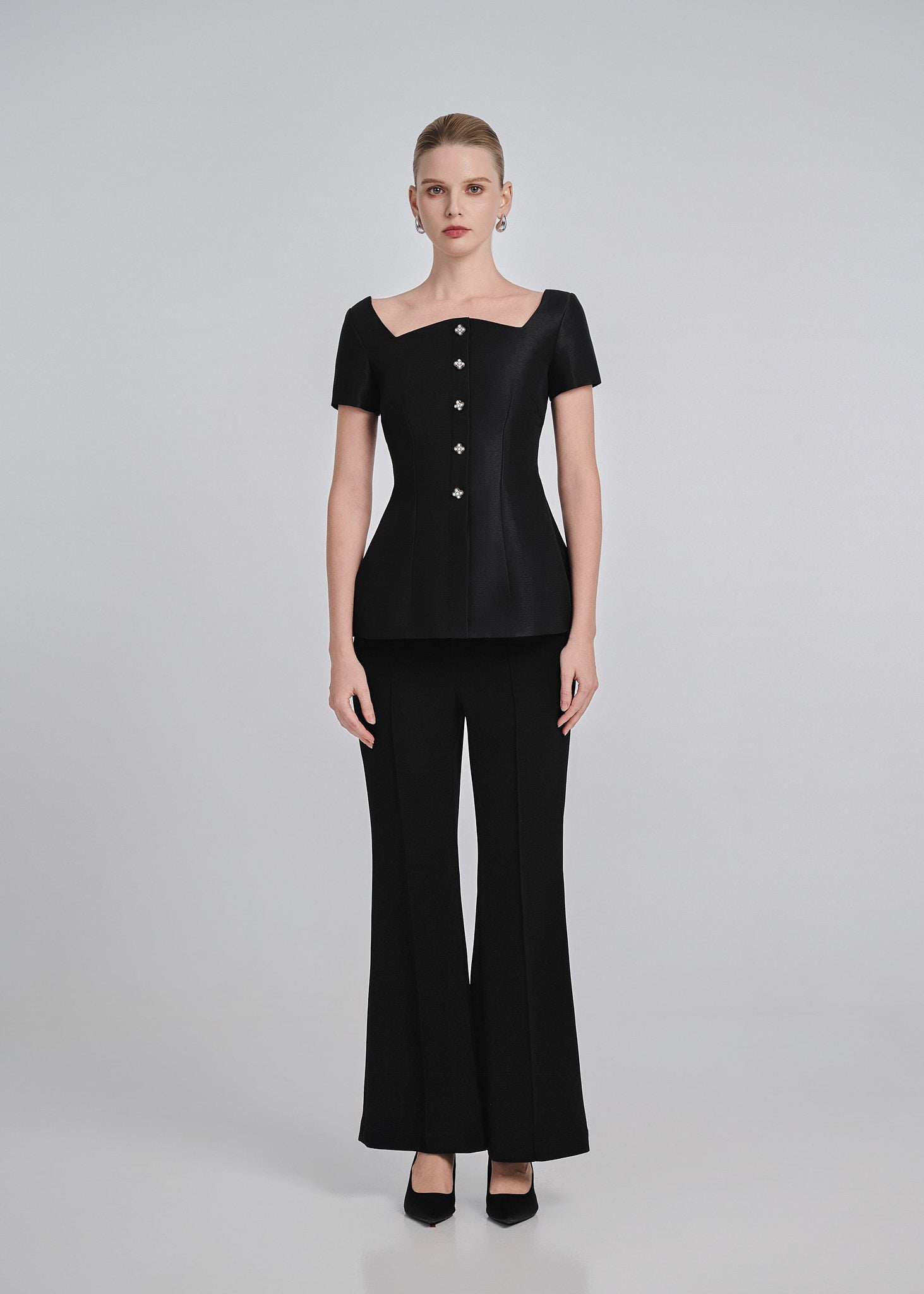 High-Rise Ribbed Flared Pants