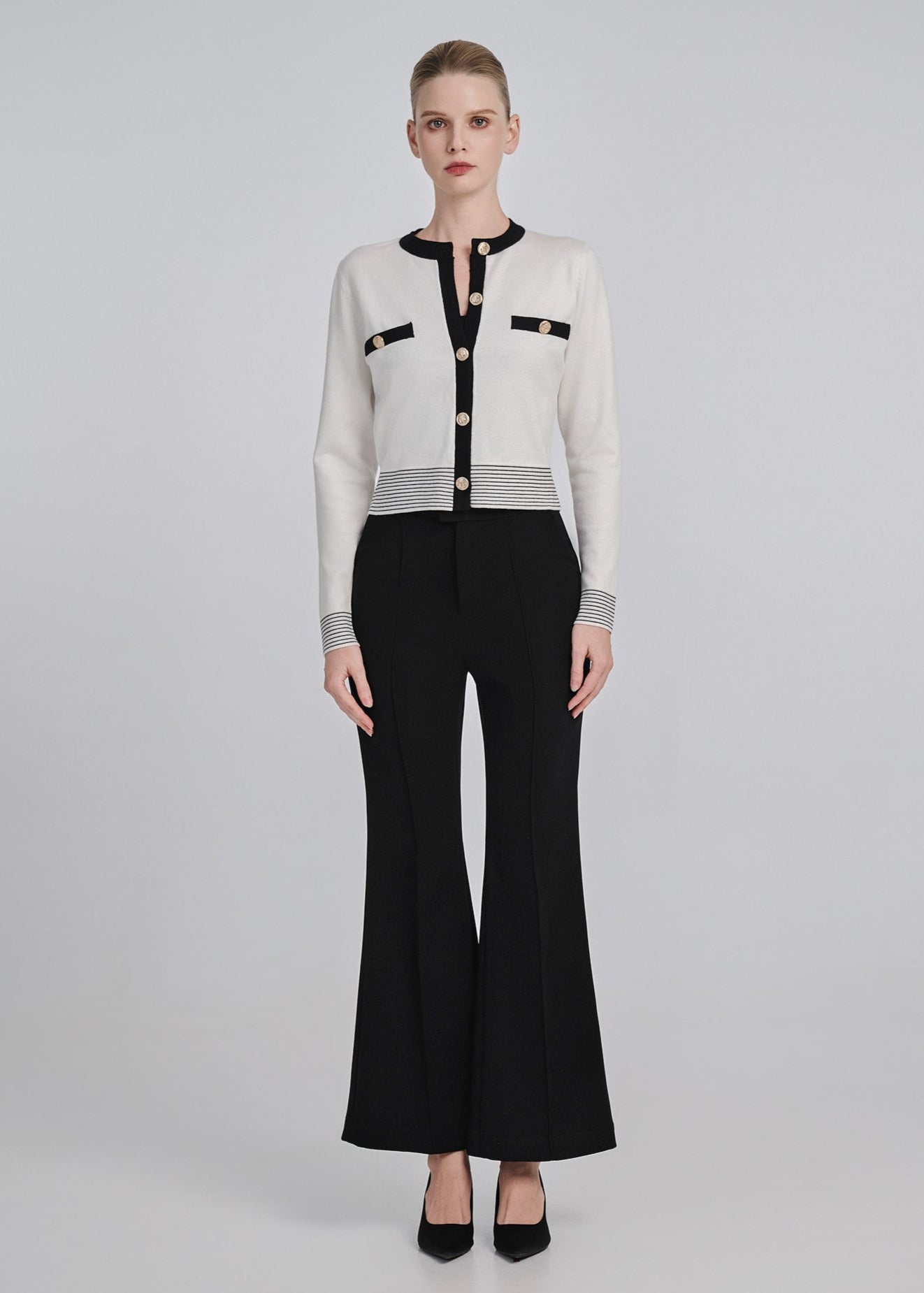 High-Rise Ribbed Flared Pants