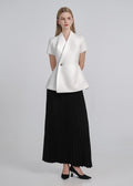 Silver Button Tweed Wrap Top