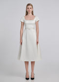 Square Neck Silk Midi Dress