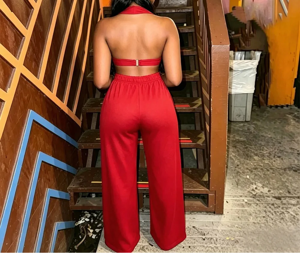 Hole Loose Pants Two-Piece Set