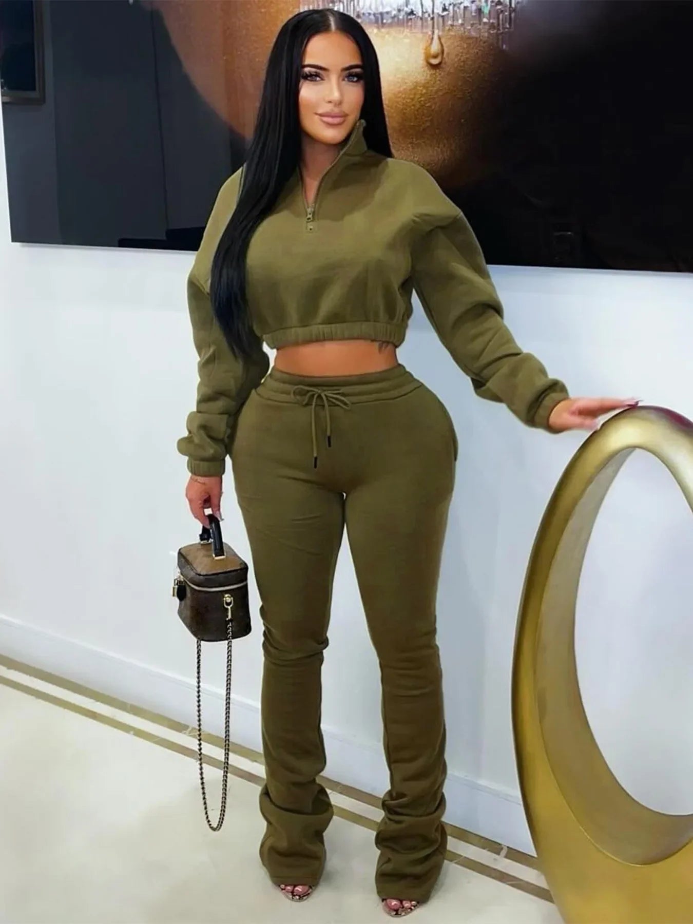 Casual Crop Top and Pants Set
