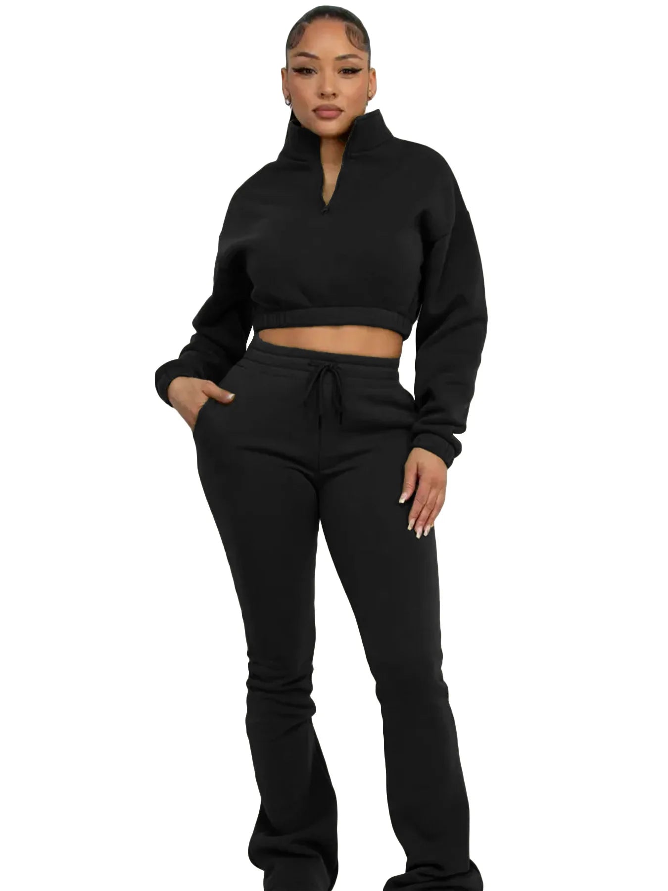 Casual Crop Top and Pants Set