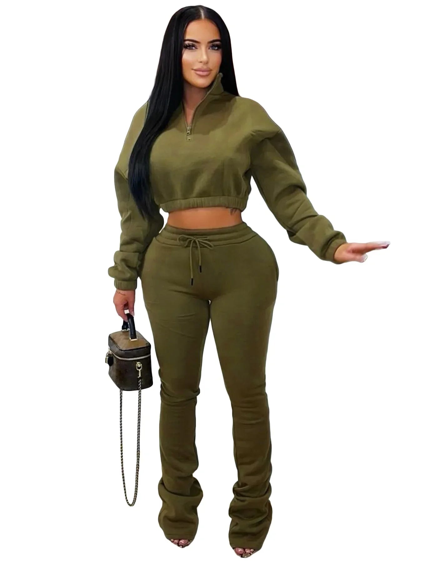 Casual Crop Top and Pants Set