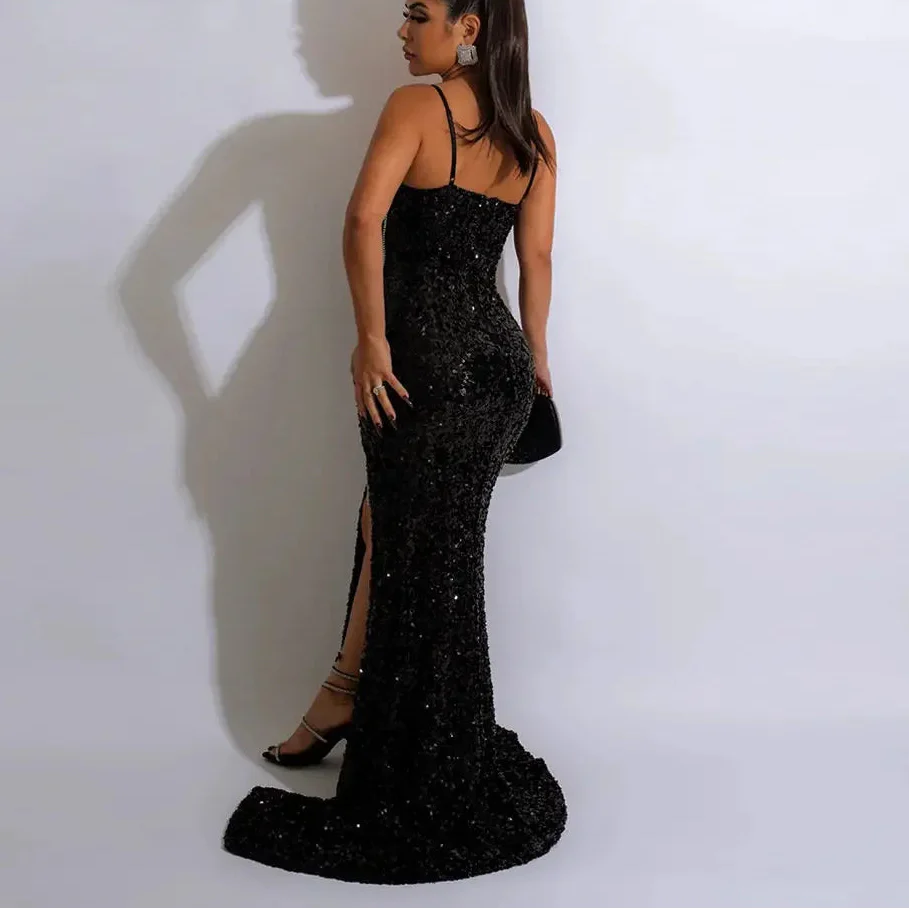 Sequined Tassel High Side Slit Maxi