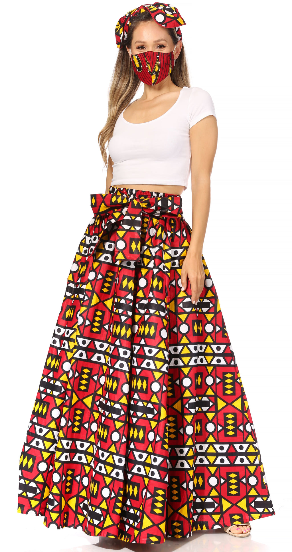 Sakkas Asma's Second Convertible Traditional Wax Print Maxi Skirt with Adjustable Straps - Buy One, Get One 50% Off