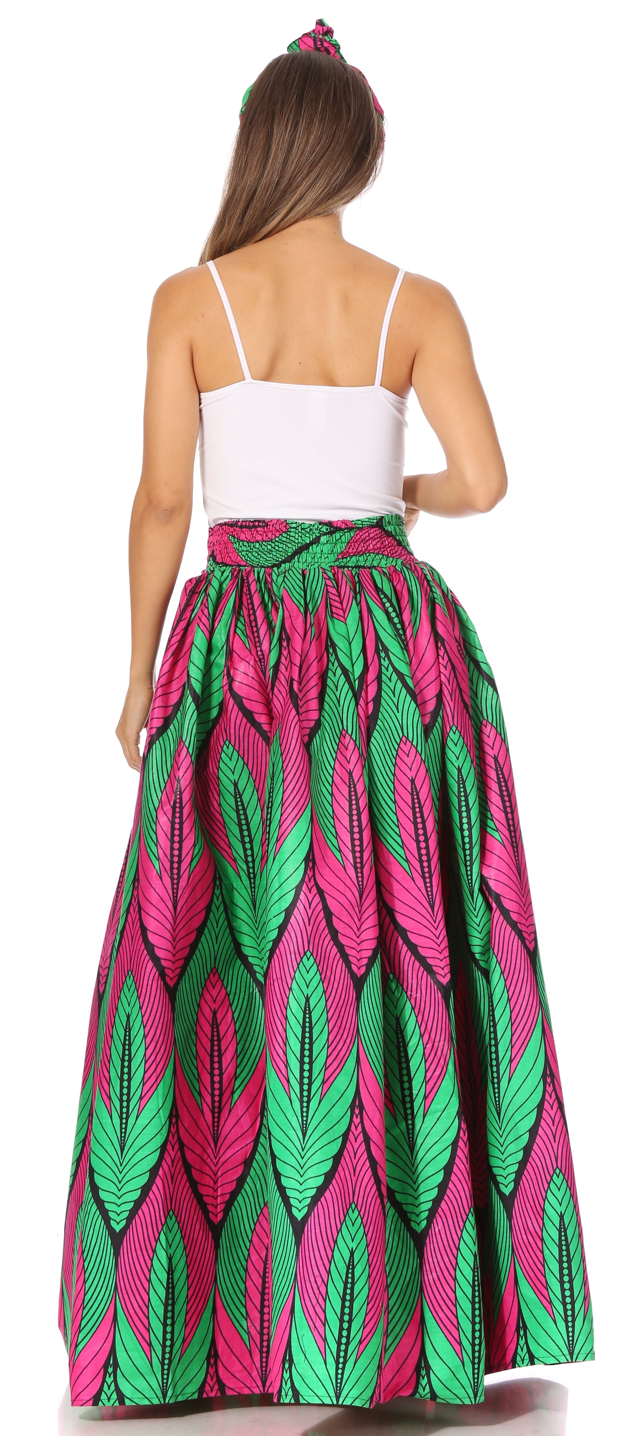 Sakkas Asma's Second Convertible Traditional Wax Print Maxi Skirt with Adjustable Straps - Buy One, Get One 50% Off
