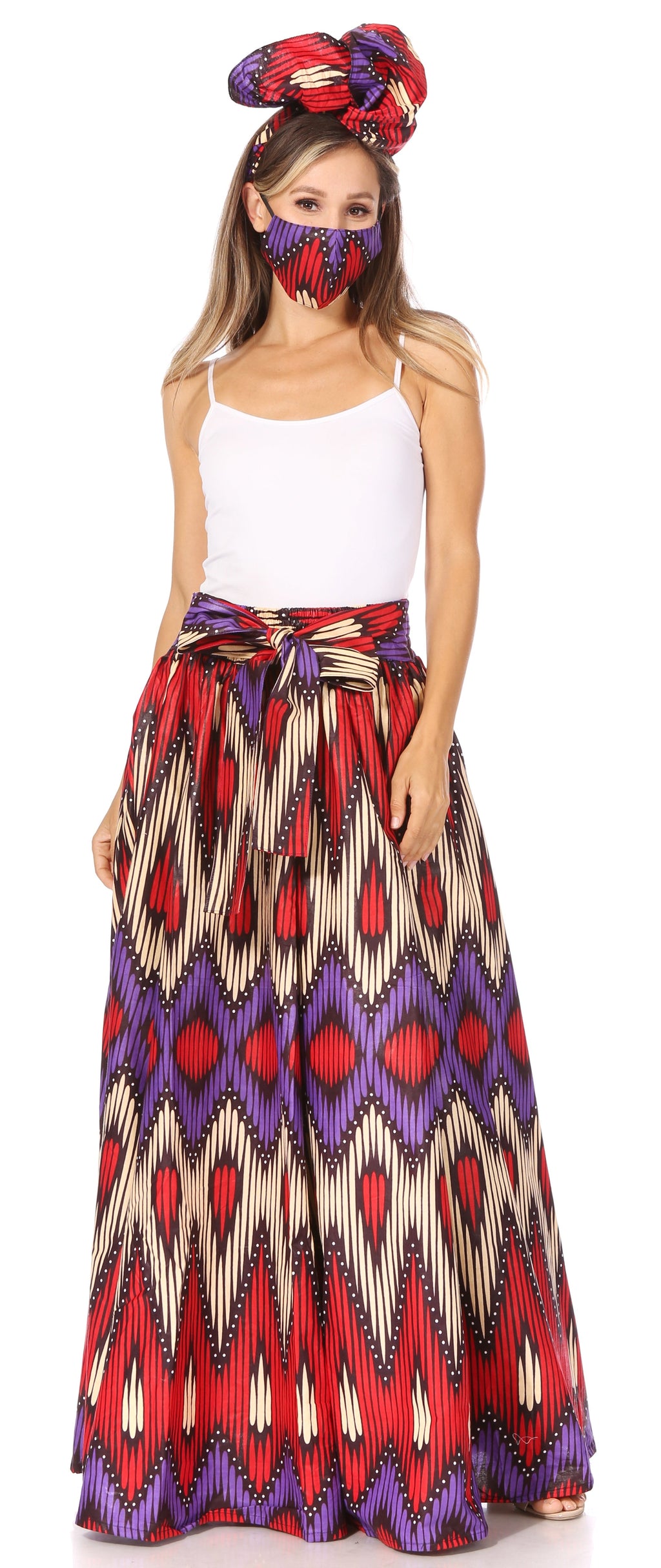 Sakkas Asma's Second Convertible Traditional Wax Print Maxi Skirt with Adjustable Straps - Buy One, Get One 50% Off