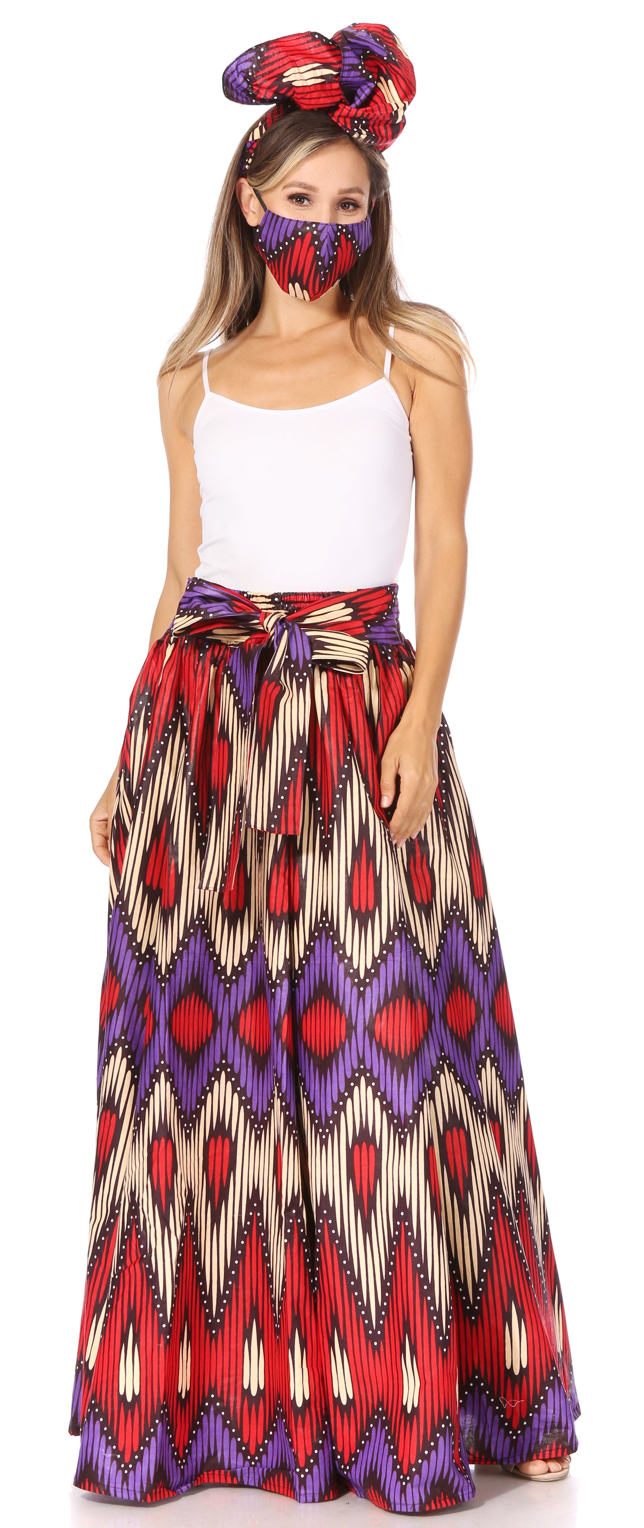 Sakkas Asma's Second Convertible Traditional Wax Print Maxi Skirt with Adjustable Straps - Buy One, Get One 50% Off