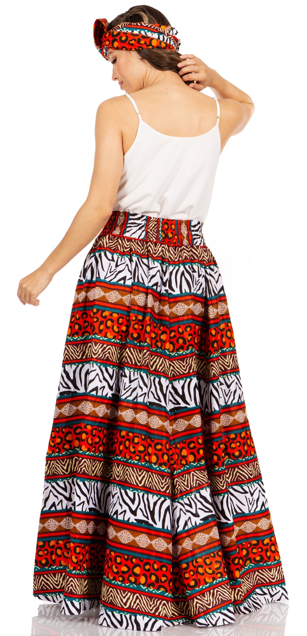 Sakkas Asma's Second Convertible Traditional Wax Print Maxi Skirt with Adjustable Straps - Buy One, Get One 50% Off