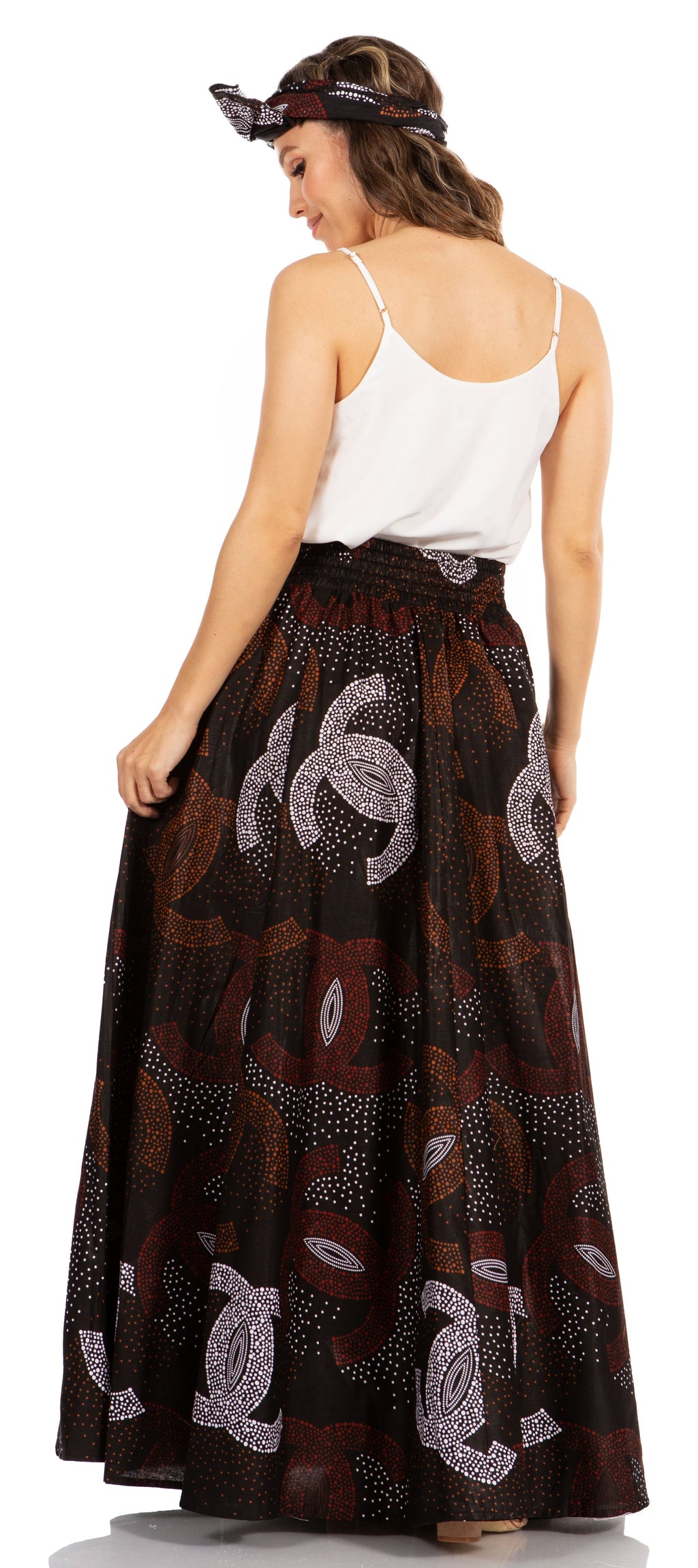 Sakkas Asma's Second Convertible Traditional Wax Print Maxi Skirt with Adjustable Straps - Buy One, Get One 50% Off