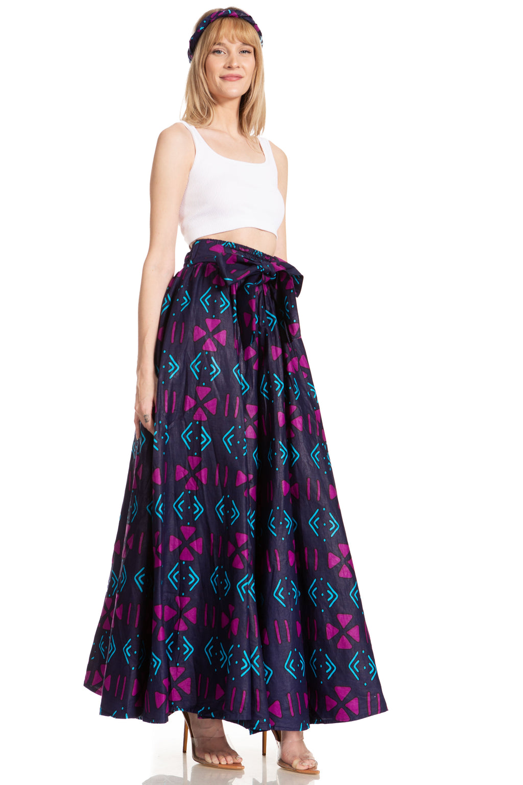 Sakkas Asma's Second Convertible Traditional Wax Print Maxi Skirt with Adjustable Straps - Buy One, Get One 50% Off