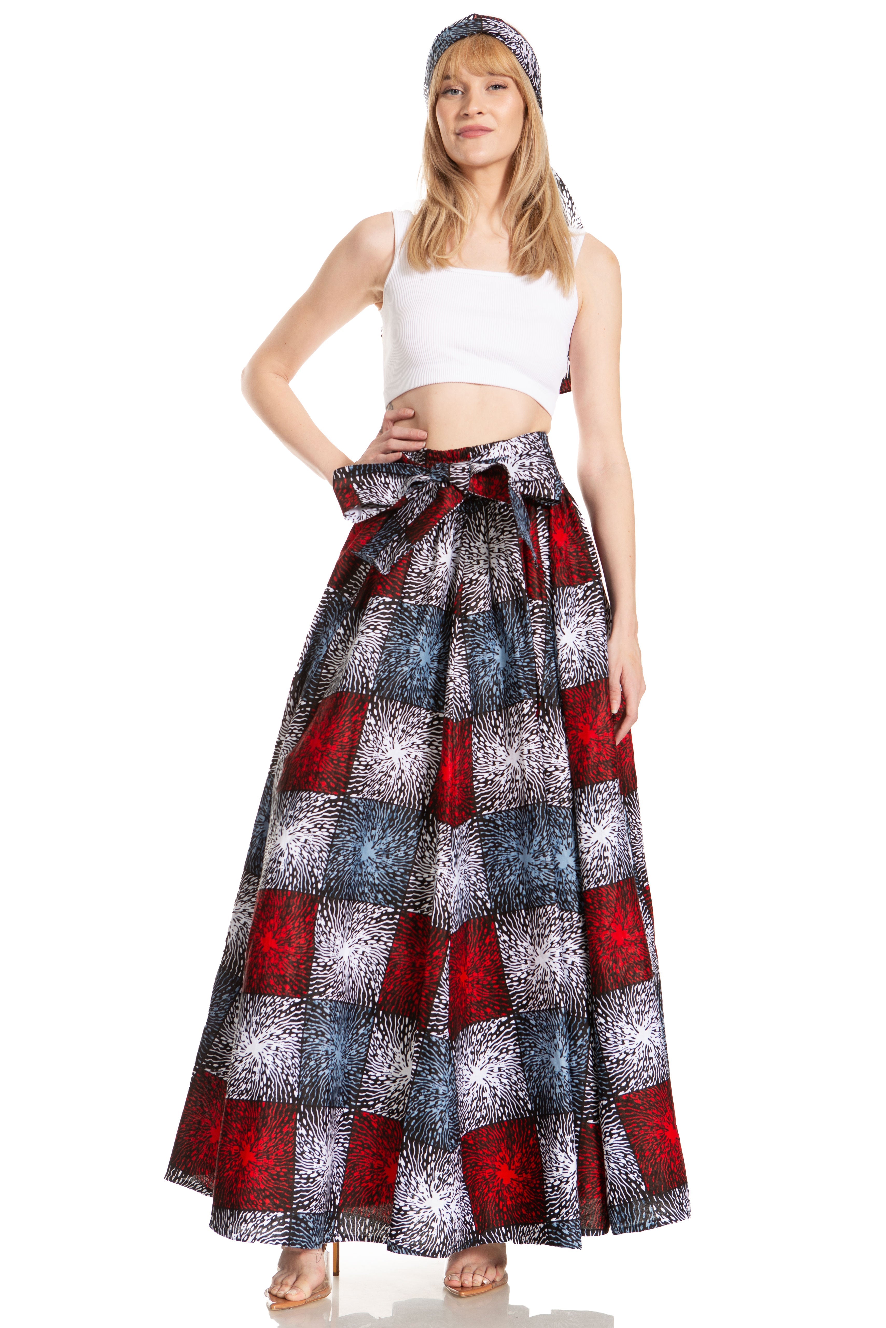 Sakkas Asma's Second Convertible Traditional Wax Print Maxi Skirt with Adjustable Straps - Buy One, Get One 50% Off