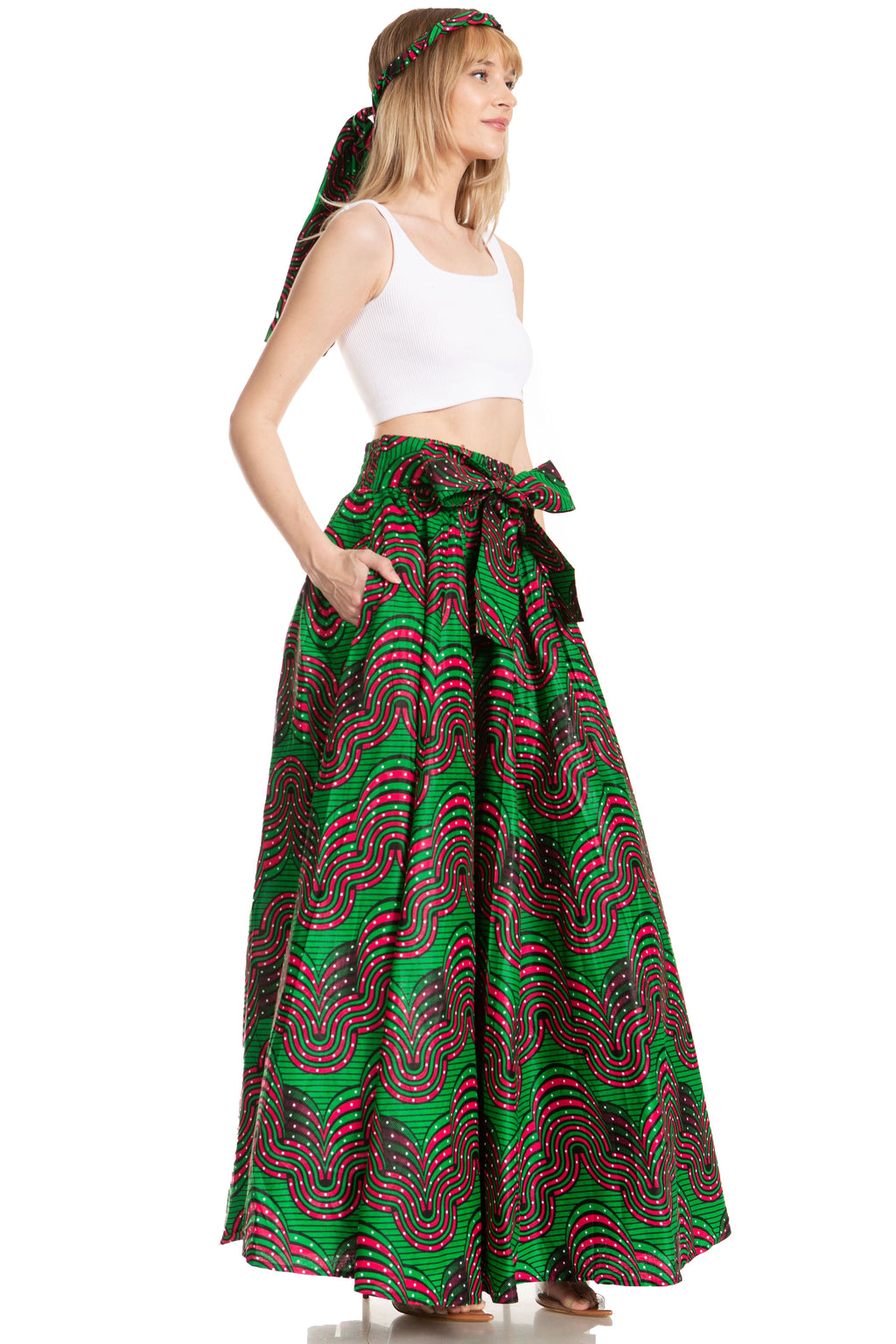 Sakkas Asma's Second Convertible Traditional Wax Print Maxi Skirt with Adjustable Straps - Buy One, Get One 50% Off