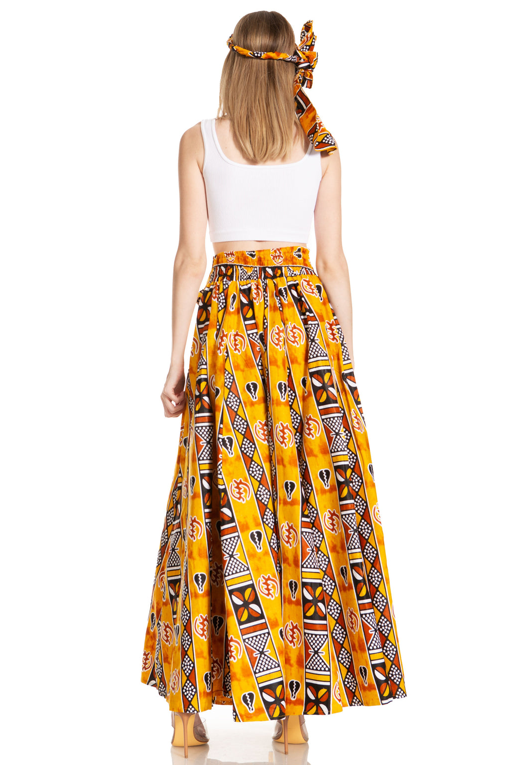 Sakkas Asma's Second Convertible Traditional Wax Print Maxi Skirt with Adjustable Straps - Buy One, Get One 50% Off