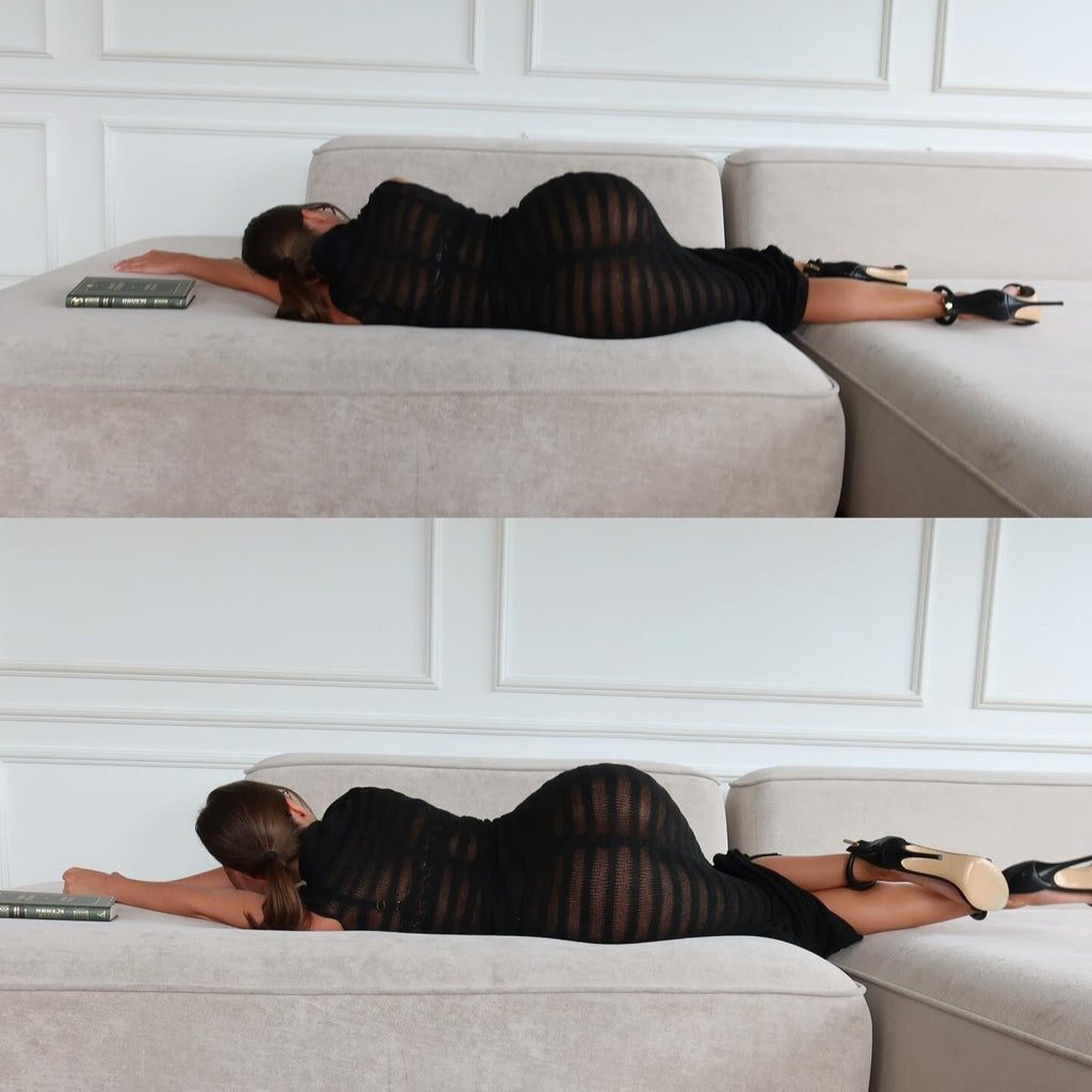 Wild Angel Short Sleeve Stripe Black Knitted Midi Dress