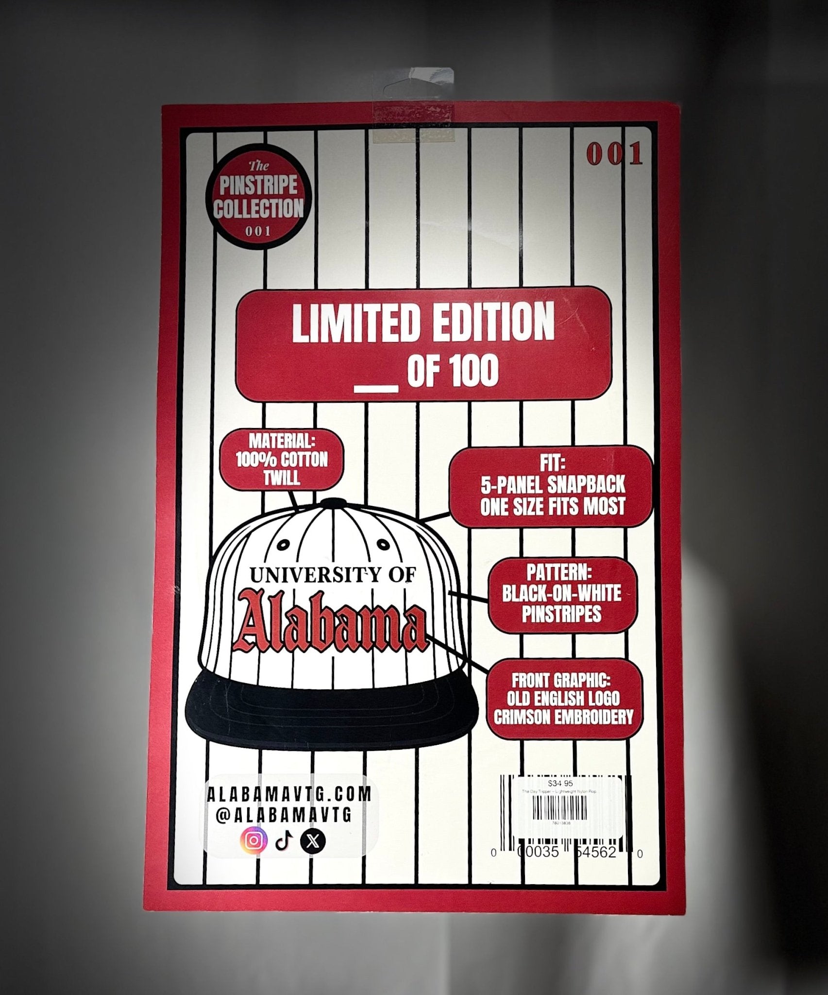Alabama Old English Snapback Hat - Pinstripe Collection (Vol. 1)