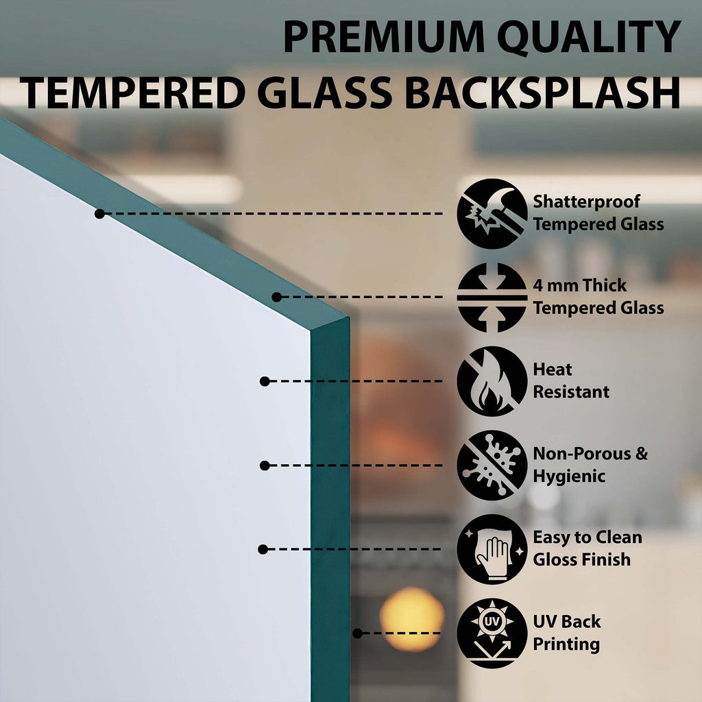 Pumpkin Bloom Tempered Glass Backsplash – Autumn Floral Kitchen Wall Art