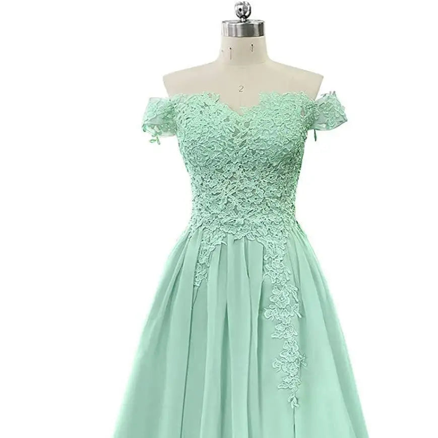Blush Pink Lace Long Prom Dress Slit