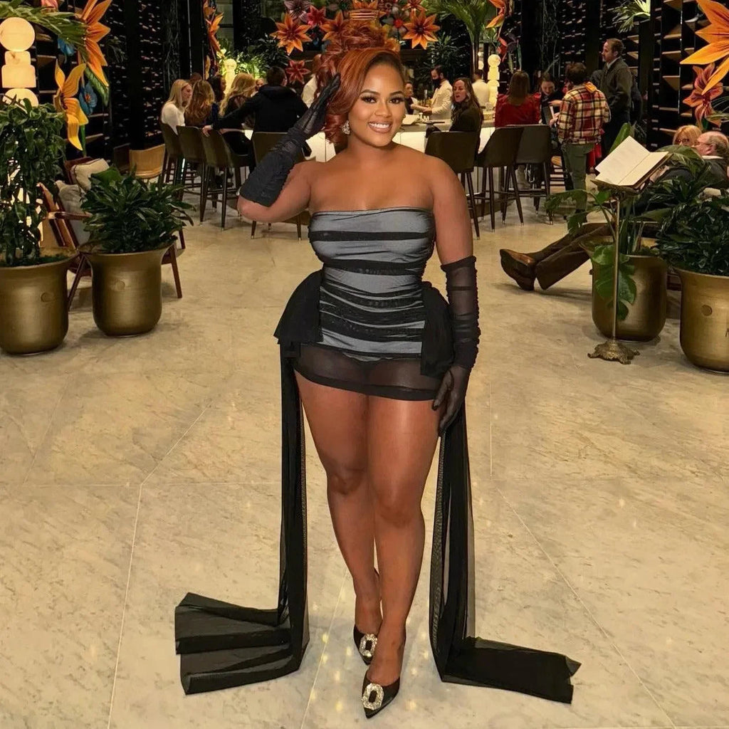 Bring That Energy Black Ruched Mini Dress