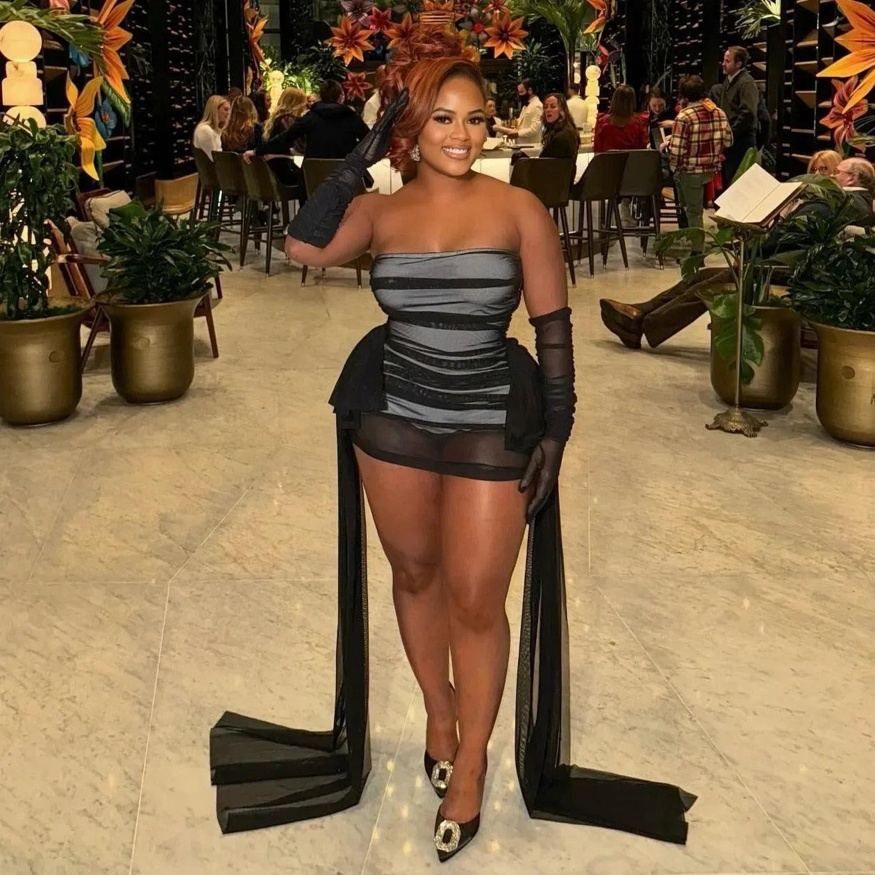 Bring That Energy Black Ruched Mini Dress