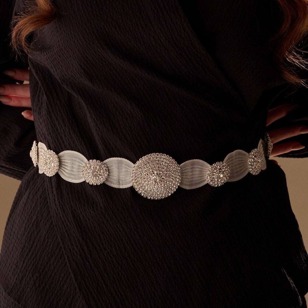 Elegant Silver Belt - Wedding Belt, Bridal Sash Belt, Jeweled  Belt