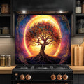 Custom Kitchen Backsplash – Eternal Roots Tempered Glass Stove Backsplash