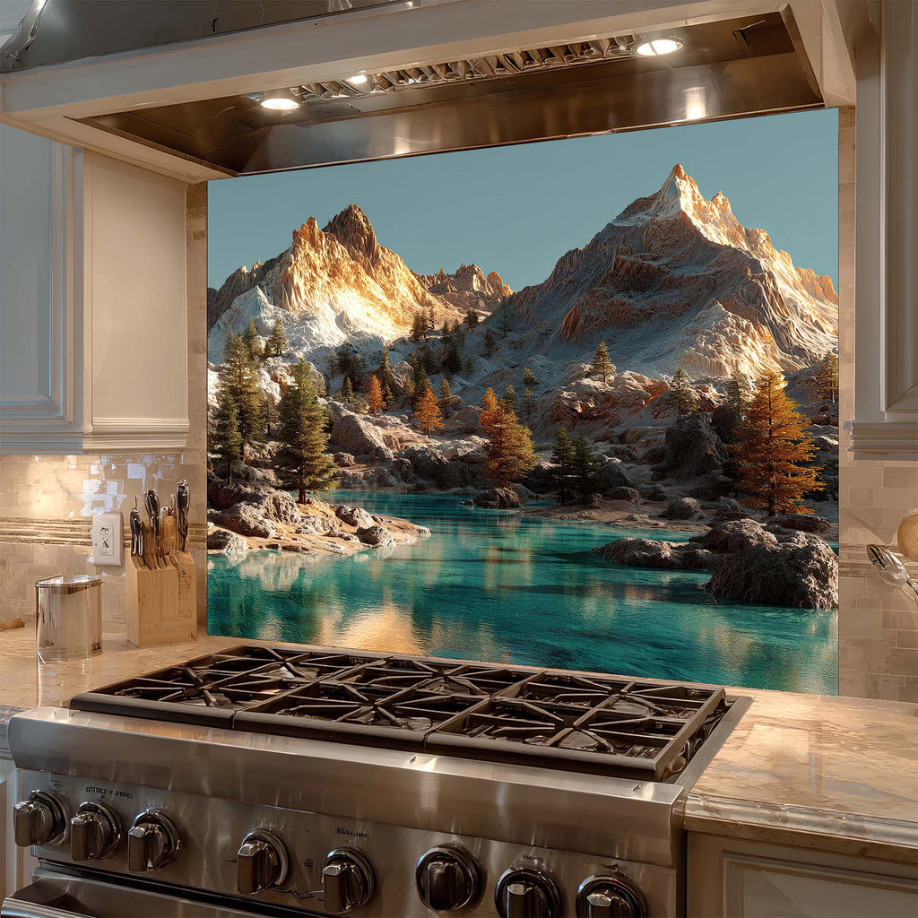 Tempered Glass Backsplash for Kitchen – Alpine Serenity Custom Splashback Glass Panel